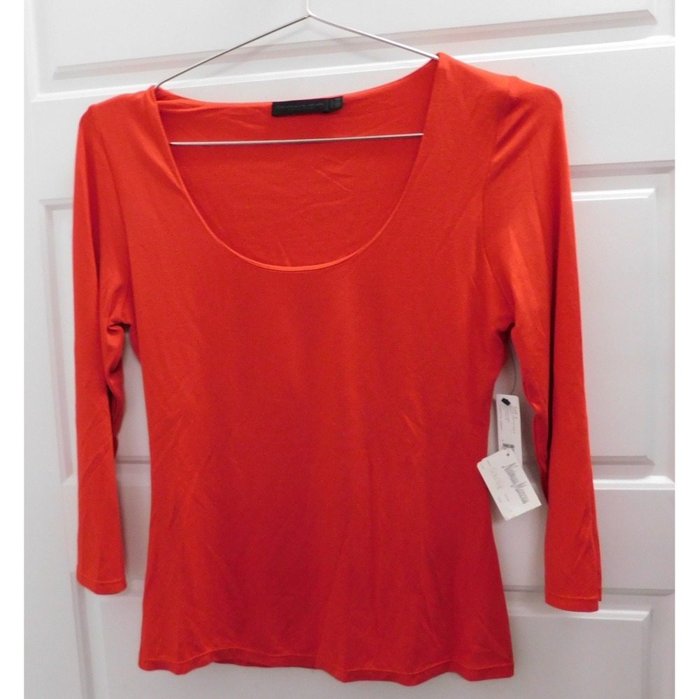 Donna Karan Collection Lipstick Red Essential Jersey Top $350rt sz S NWT
